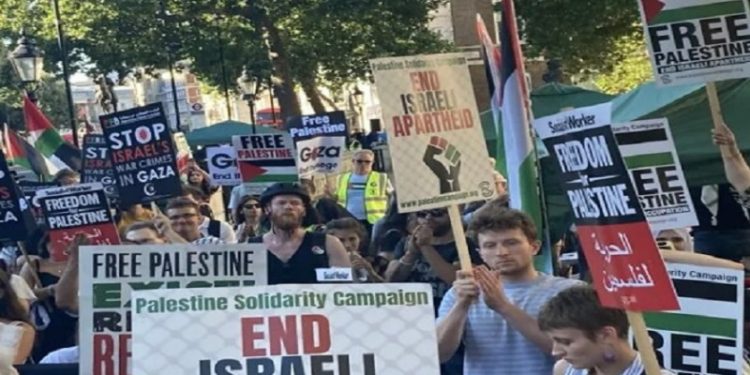 İngiltərədə Fələstinə dəstək yürüşü