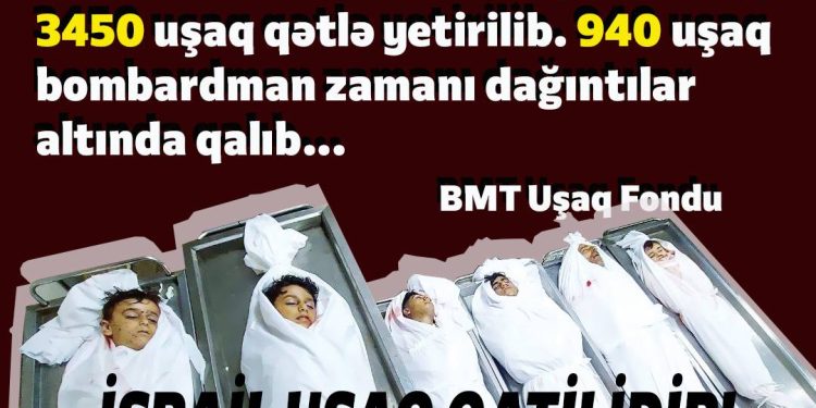 Qaniçən İsrail 3 həftə ərzində 3450 uşaq qətlə yetirib!