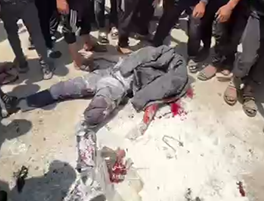 Üzərində un kisəsi daşıyan şəxs sionist rejimin hücumu nəticəsində həlak olub